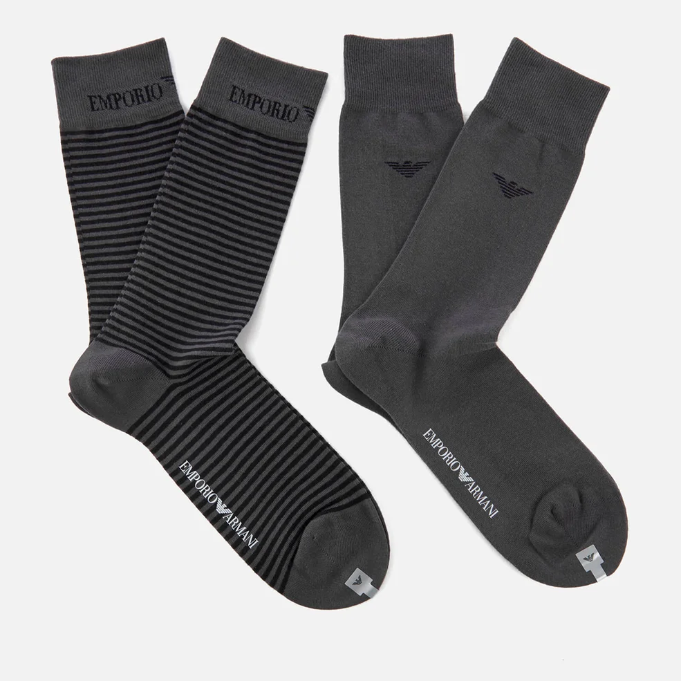Emporio Armani Men's Combed Cotton Short Socks - Anthracite Image 1