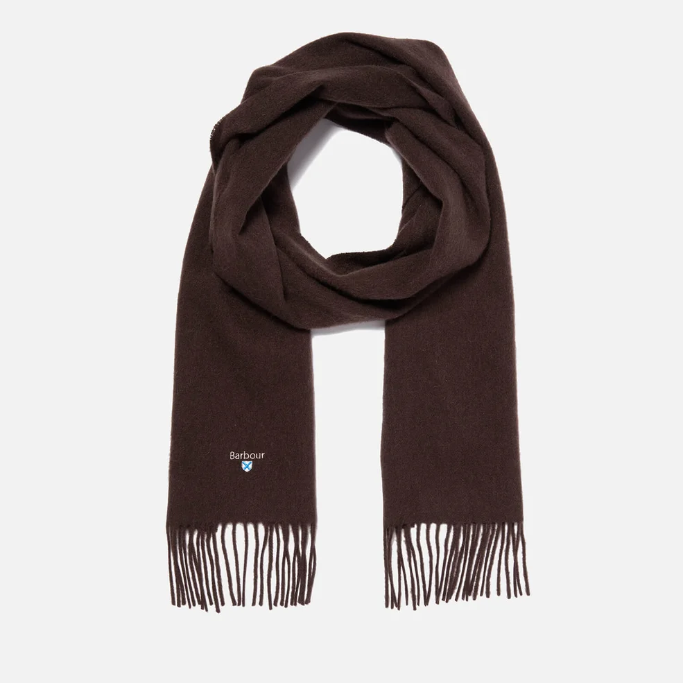 Barbour Plain Lambswool Scarf - Chocolate Image 1