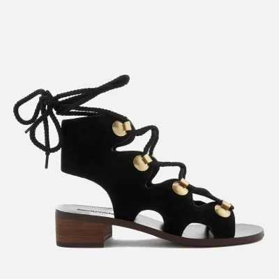 See By Chloé Women's Suede Lace Up Sandals - Black