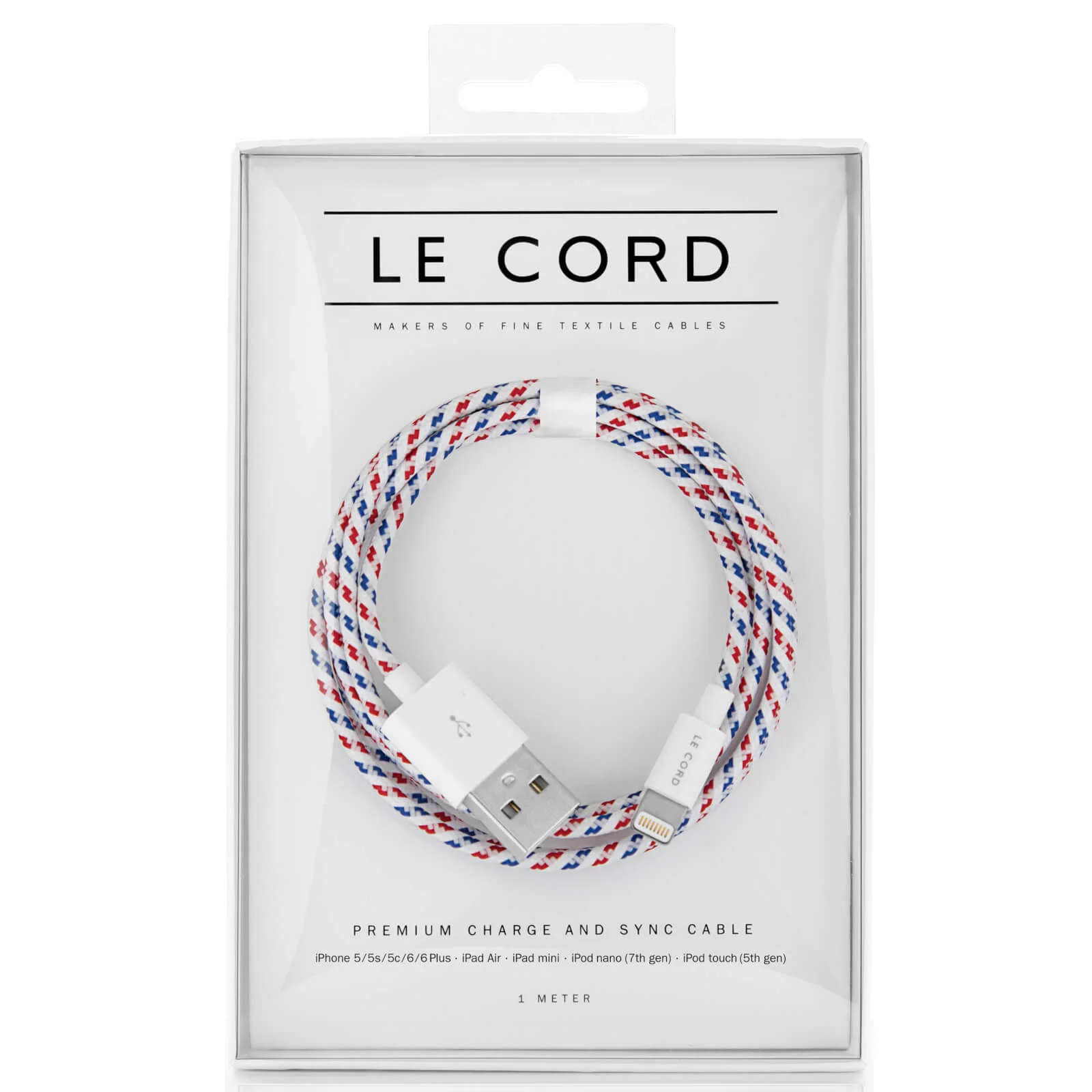 Le Cord Spiral Textile Lightning Cable (1m) Image 1