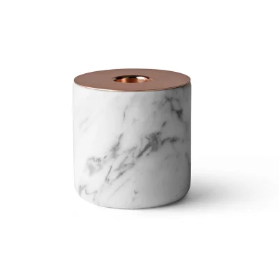 Menu Chunk of Marble Candle Holder - White/Copper - Large