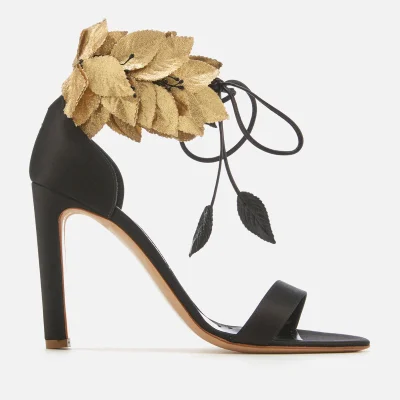 Rupert Sanderson Women's Eden Heeled Sandals - Black Satin/Gold Silk