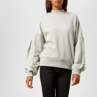 Gestuz Women's Galica Pullover Sweatshirt with Sleeve and Stud Detail - Grey Melange