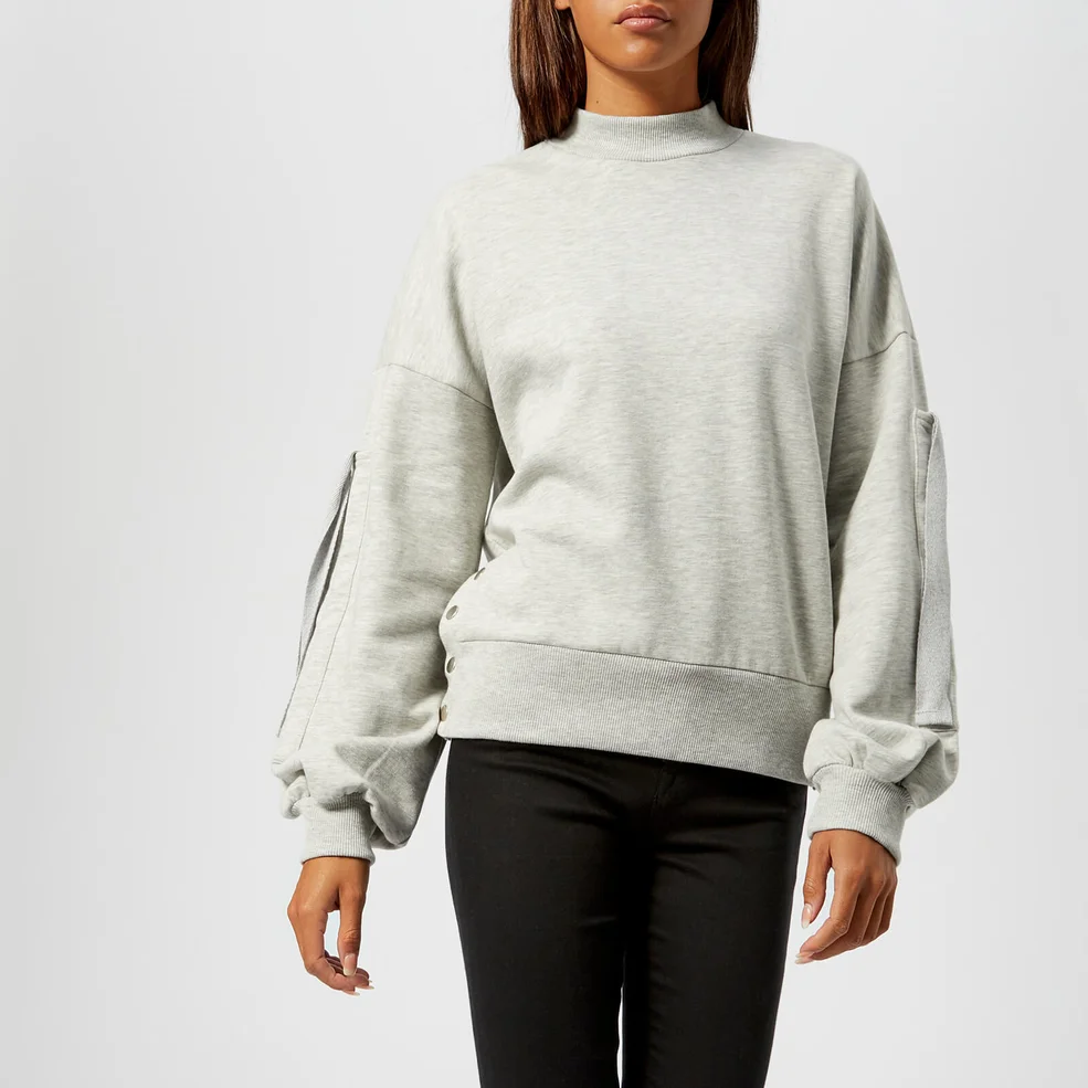 Gestuz Women's Galica Pullover Sweatshirt with Sleeve and Stud Detail - Grey Melange Image 1
