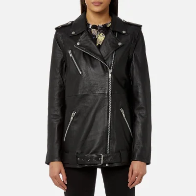 Gestuz Women's Keiko Long Leather Jacket - Black