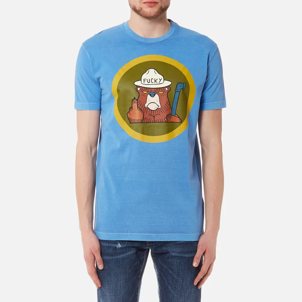 Dsquared2 Men's Bear Logo Long Cool Fit T-Shirt - Sky Blue Image 1