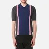 Dsquared2 Men's 3 Button Striped Knitted Polo Shirt - Grey/White/Pink - Image 1