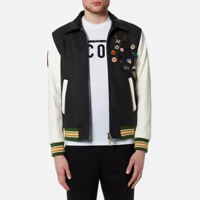 Dsquared2 Men's Wool Leather and Denim Jacket with Pins - Mixed Colours