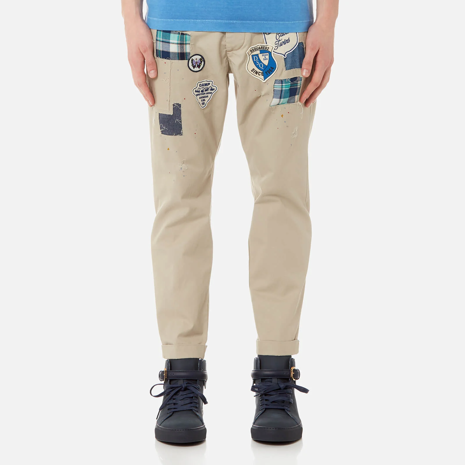 Dsquared2 Men's Hockney Fit Chinos with Patches - Stone Image 1
