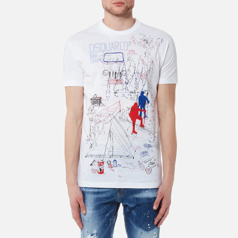 Dsquared2 Men's Scouts Camp Long Cool Fit T-Shirt - White Image 1