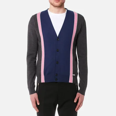 Dsquared2 Men's Striped Knitted Cardigan - Grey/White/Pink