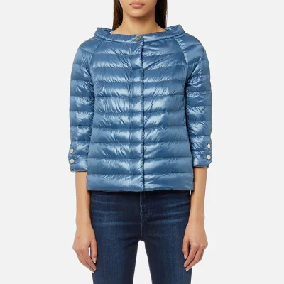Herno Women's Cape Woven Jacket with 3/4 Sleeves - Blue