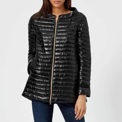Herno Women's Long Sleeve Shiny Zip Up Cape Coat - Black