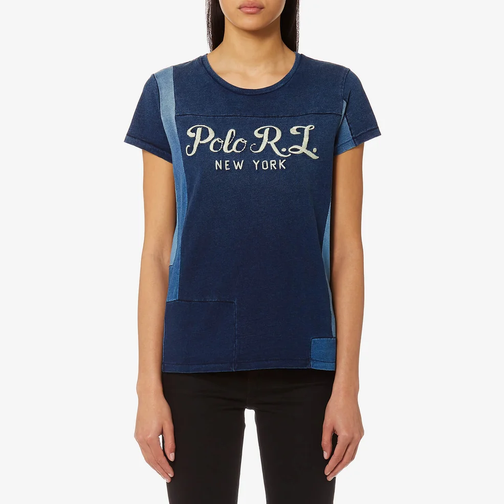 Polo Ralph Lauren Women's Logo Patchwork T-Shirt - Indigo Image 1