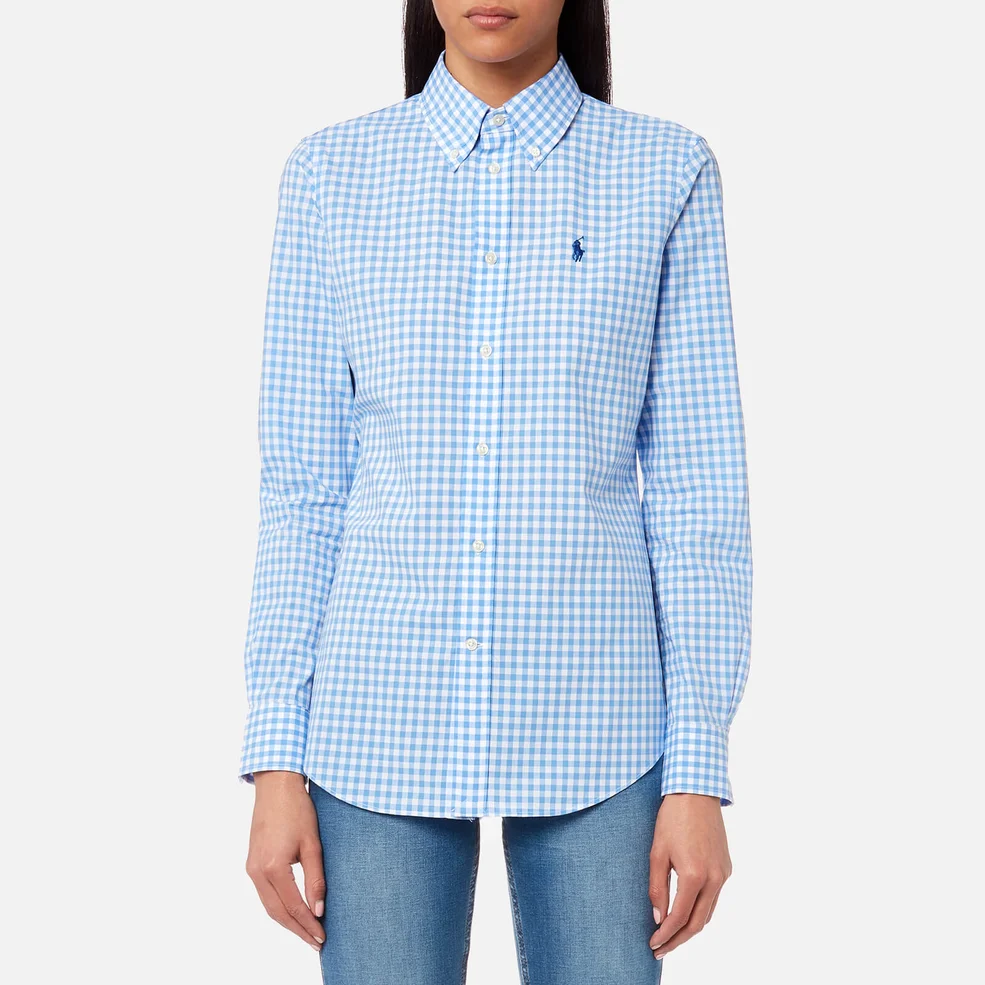Polo Ralph Lauren Women's Poplin Gingham Shirt - Blue Image 1