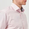 Eton Men's Slim Fit Micro Check with Palm Print Trim Shirt - Pink/Red - Image 1