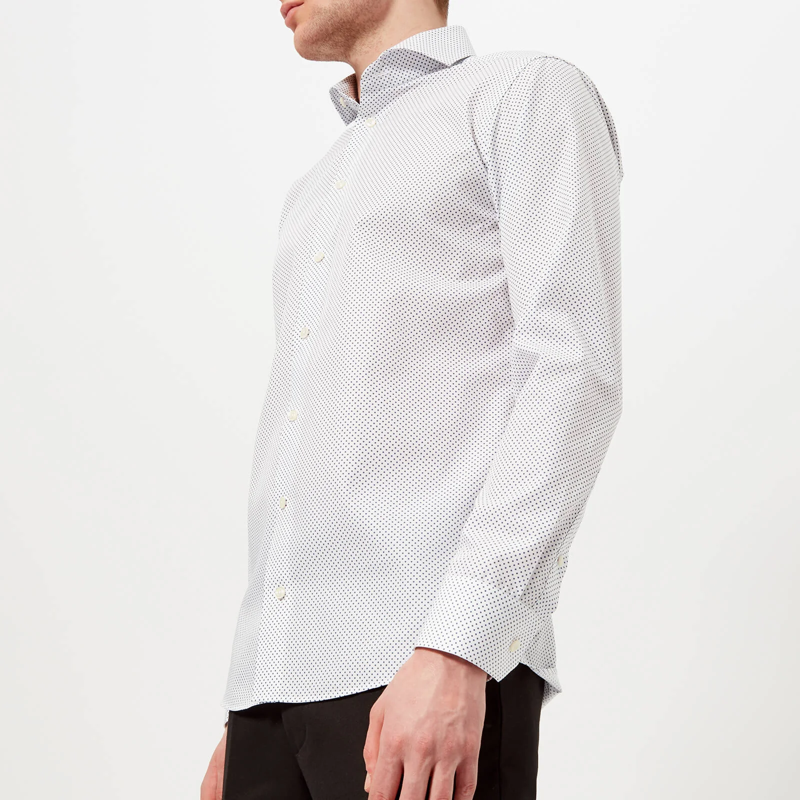 Eton Men's Slim Fit Polka Dot Extreme Cut Away Shirt - White Image 1