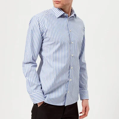 Eton Men's Slim Fit Striped Single Cuff Shirt - Blue