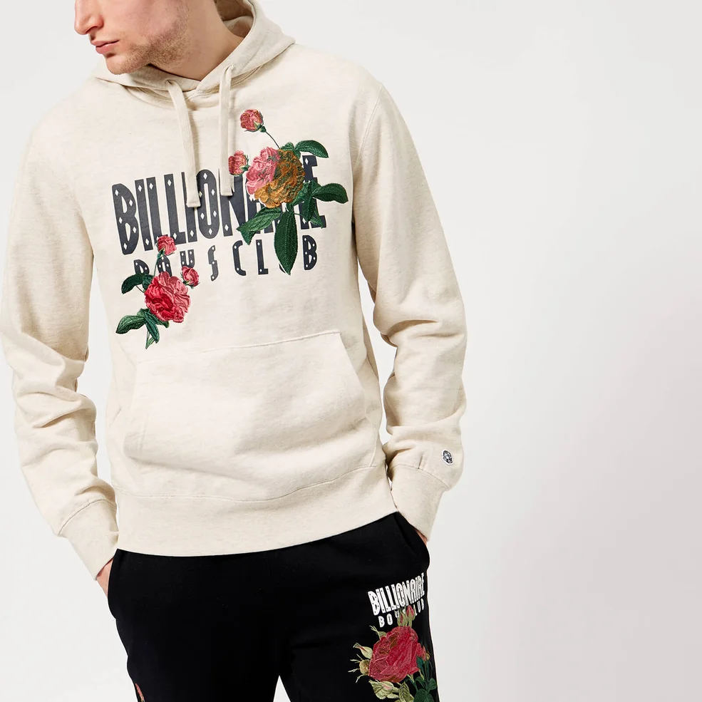 Billionaire Boys Club Men's Embroidered Floral Popover Hoody - Oat Marl Image 1