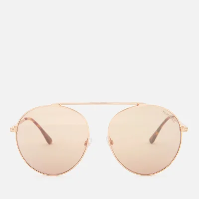 Tom Ford Women's Simone Aviator Style Sunglasses - Rose Gold/Brown Mirror