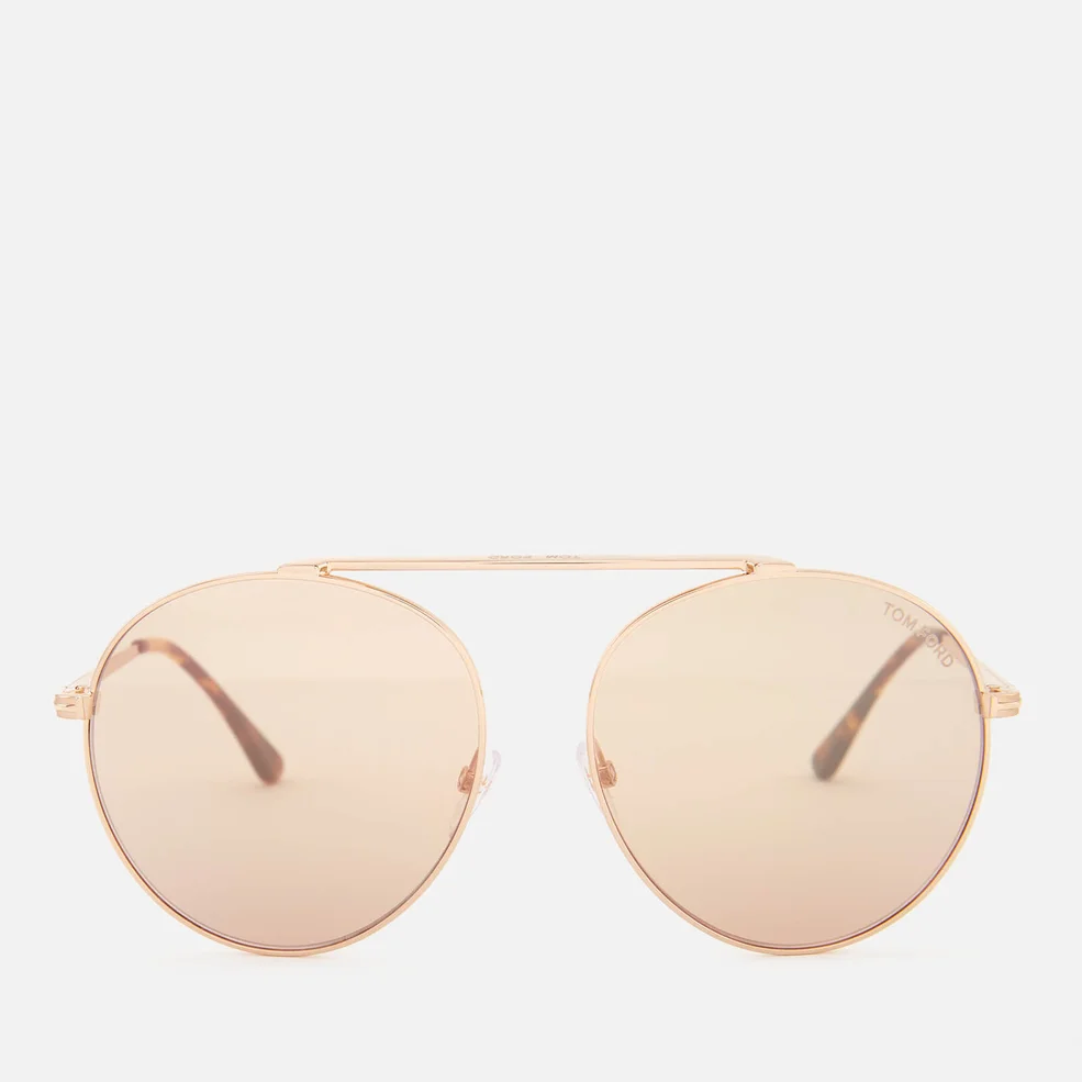 Tom Ford Women's Simone Aviator Style Sunglasses - Rose Gold/Brown Mirror Image 1
