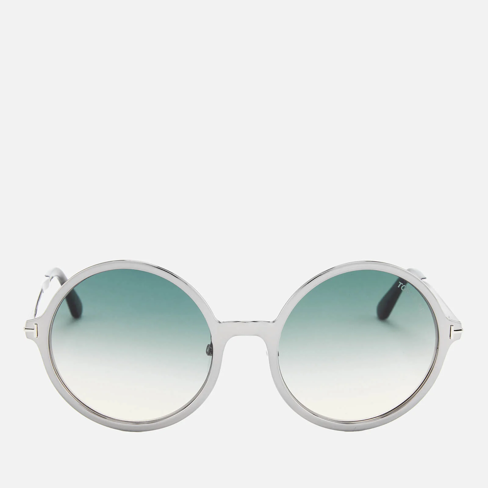 Tom Ford Women's Ava Round Frame Sunglasses - Light Ruthenium/Gradient Blue Image 1