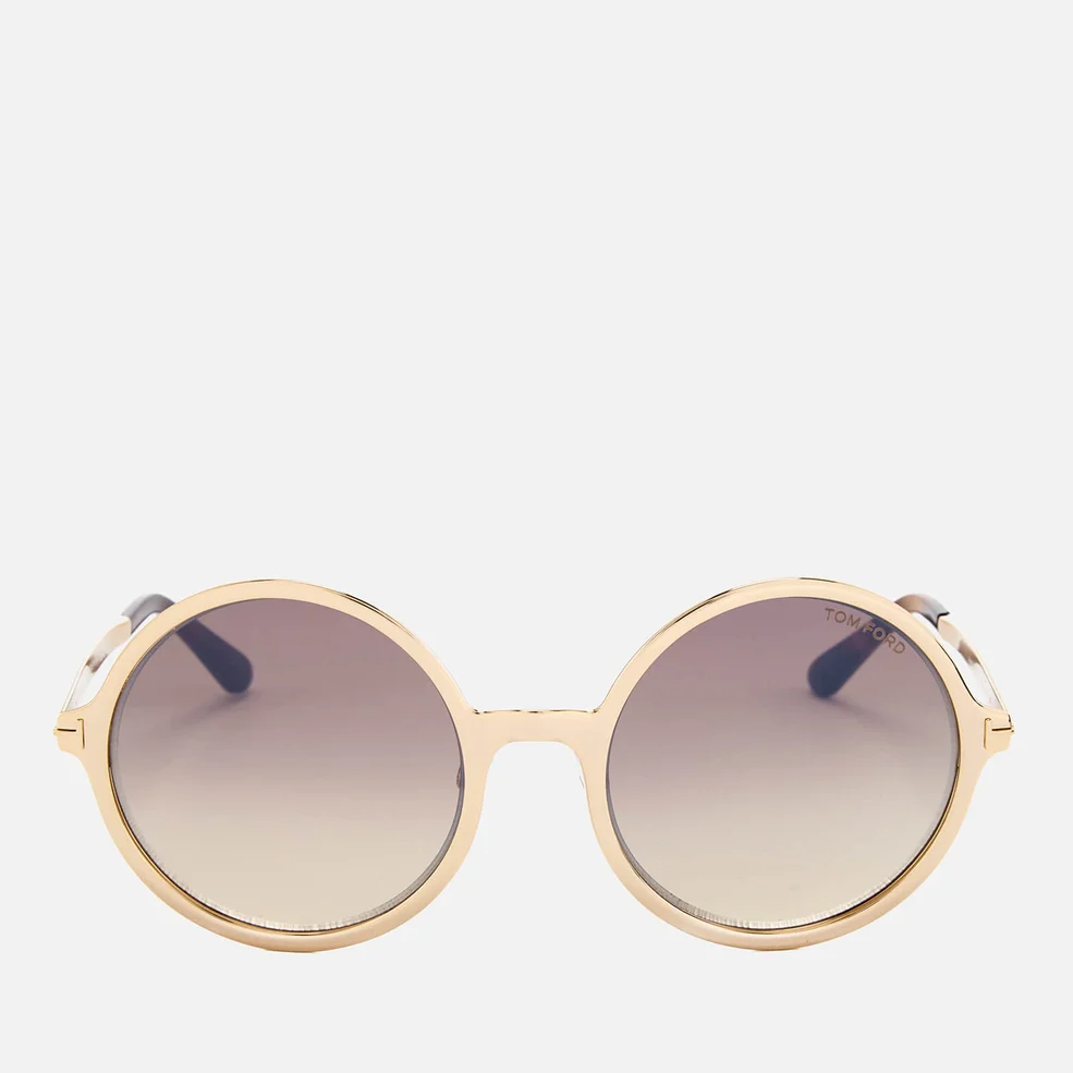 Tom Ford Women's Ava Round Frame Sunglasses - Rose Gold/Brown Mirror Image 1