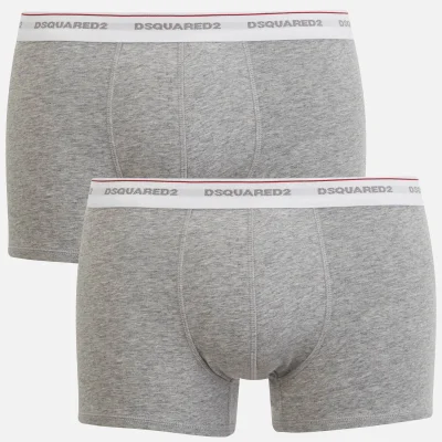 Dsquared2 Men's Jersey Cotton Stretch Trunk Twin Pack Boxers - Light Grey Marl