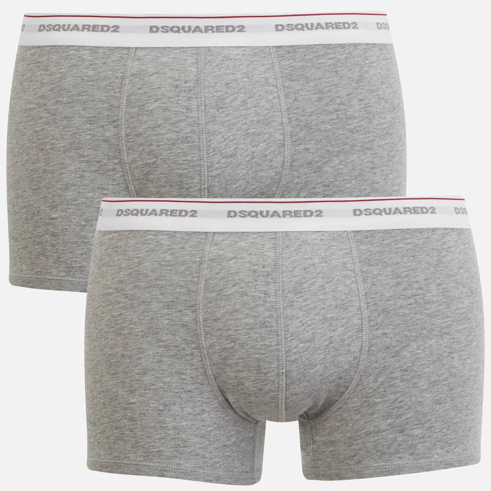 Dsquared2 Men's Jersey Cotton Stretch Trunk Twin Pack Boxers - Light Grey Marl Image 1