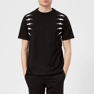 Neil Barrett Men's Fairisle Thunderbolt Sleeve T-Shirt - Black/White