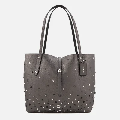 Coach Women's Market Tote Bag in Metallic with Star Rivets - Metallic Graphite