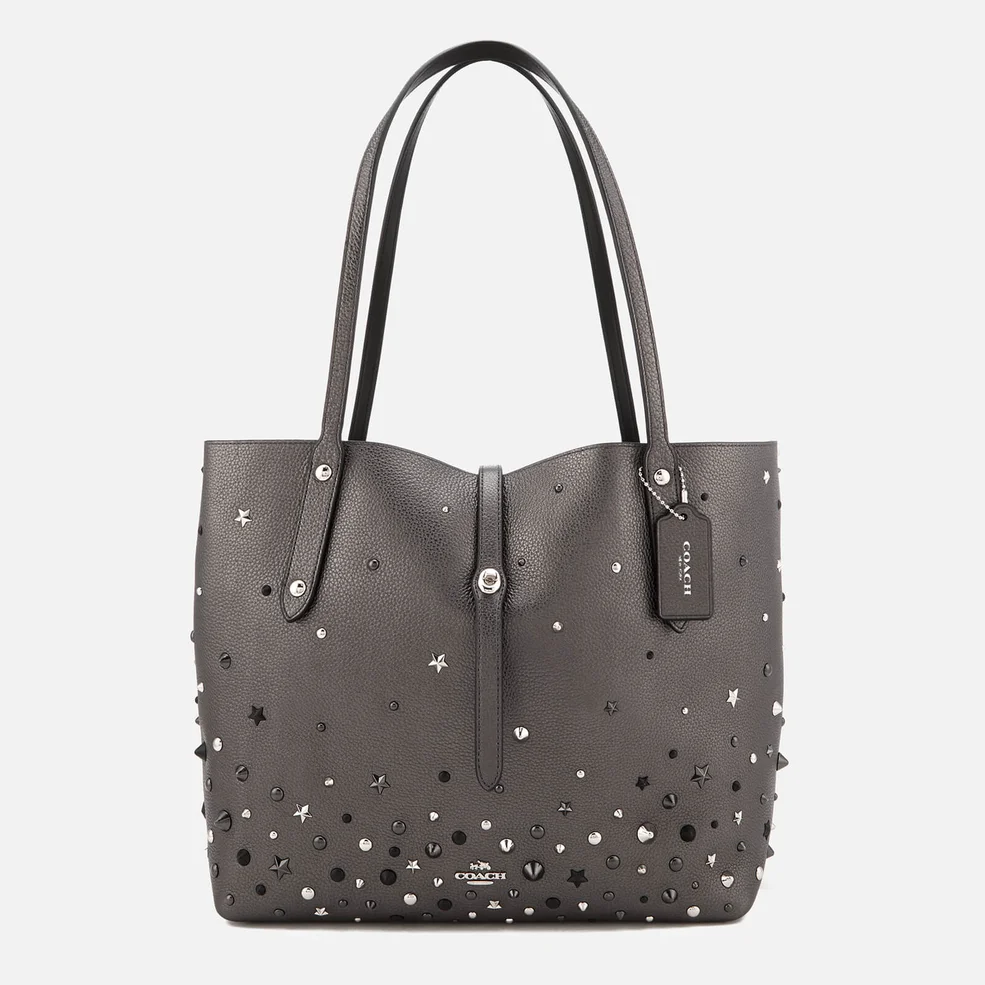 Coach Women's Market Tote Bag in Metallic with Star Rivets - Metallic Graphite Image 1