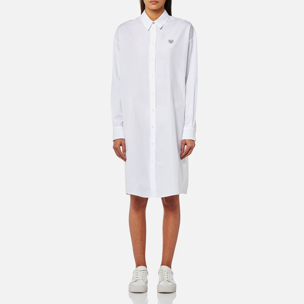 KENZO Women's Cotton Poplin Shirt Dress - White Image 1