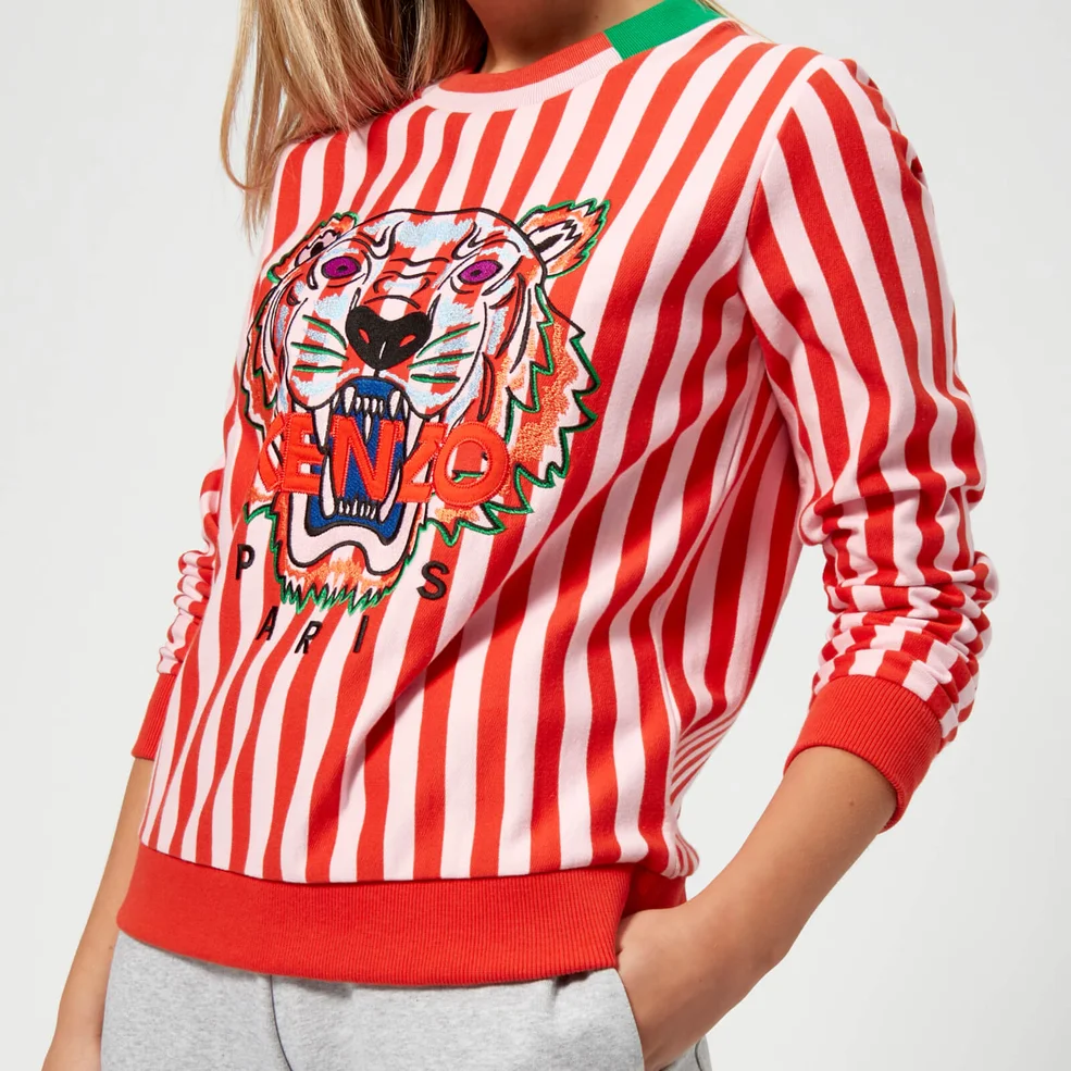 KENZO Women's Stripe Tiger Light Molleton Sweatshirt - Medium Red Image 1