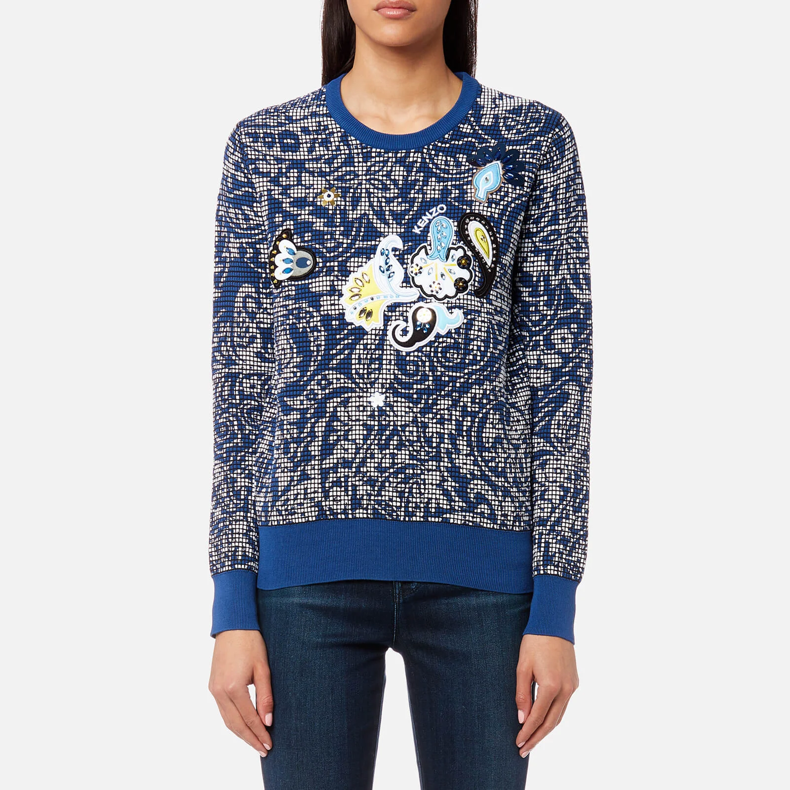 KENZO Women's Embroidered Paisley Jumper - French Blue Image 1