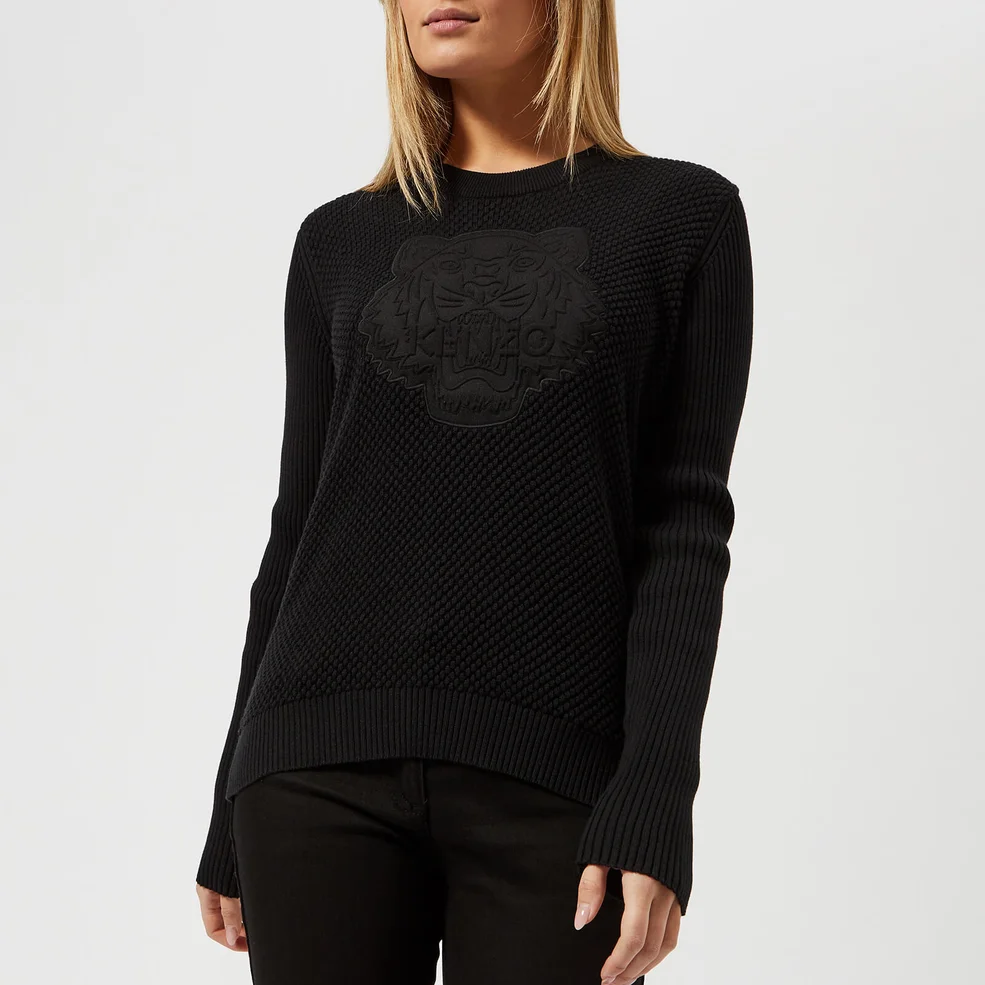 KENZO Women's Embossed Tiger Textured Knitted Jumper - Black Image 1