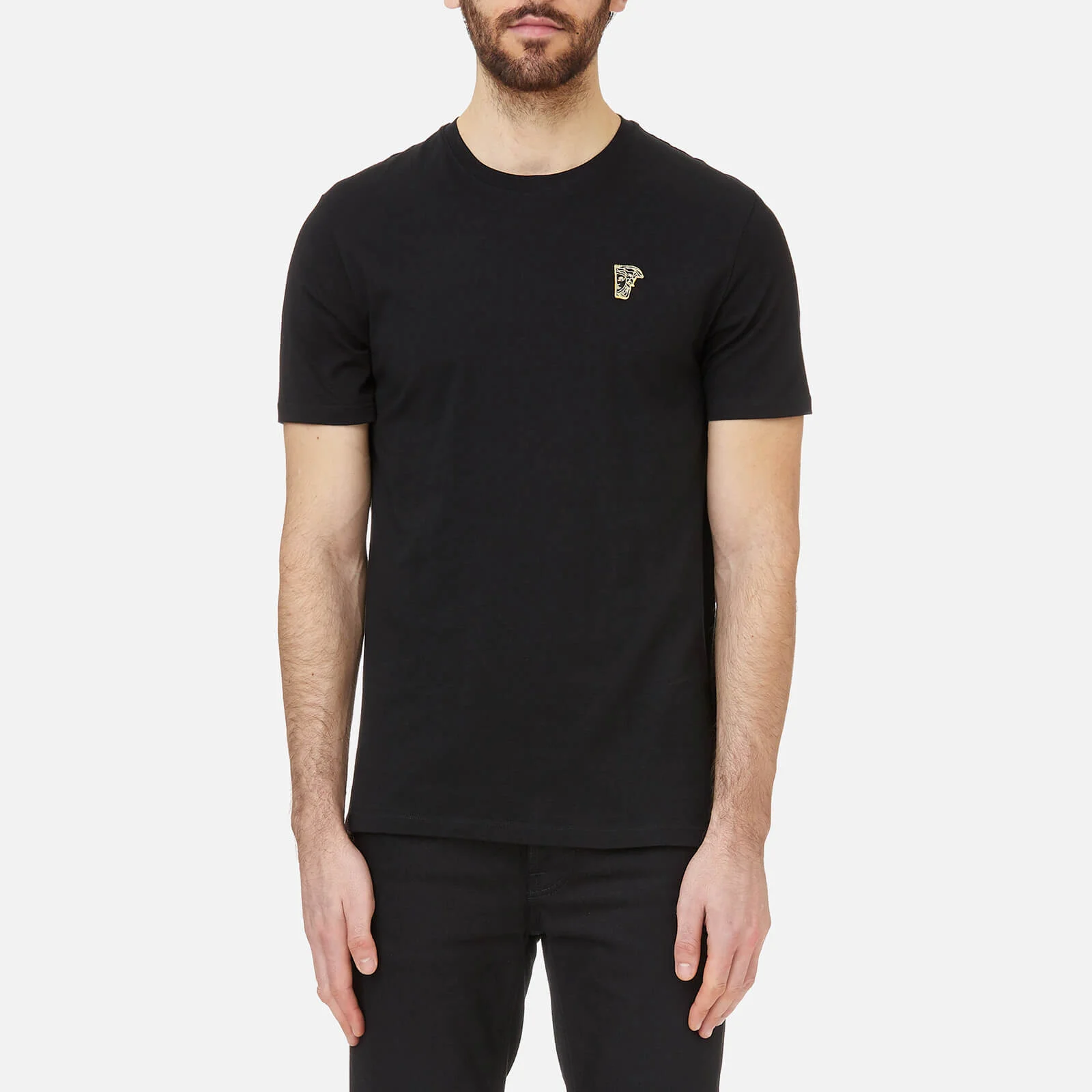 Versace Collection Men's Small Logo T-Shirt - Black/Gold Image 1