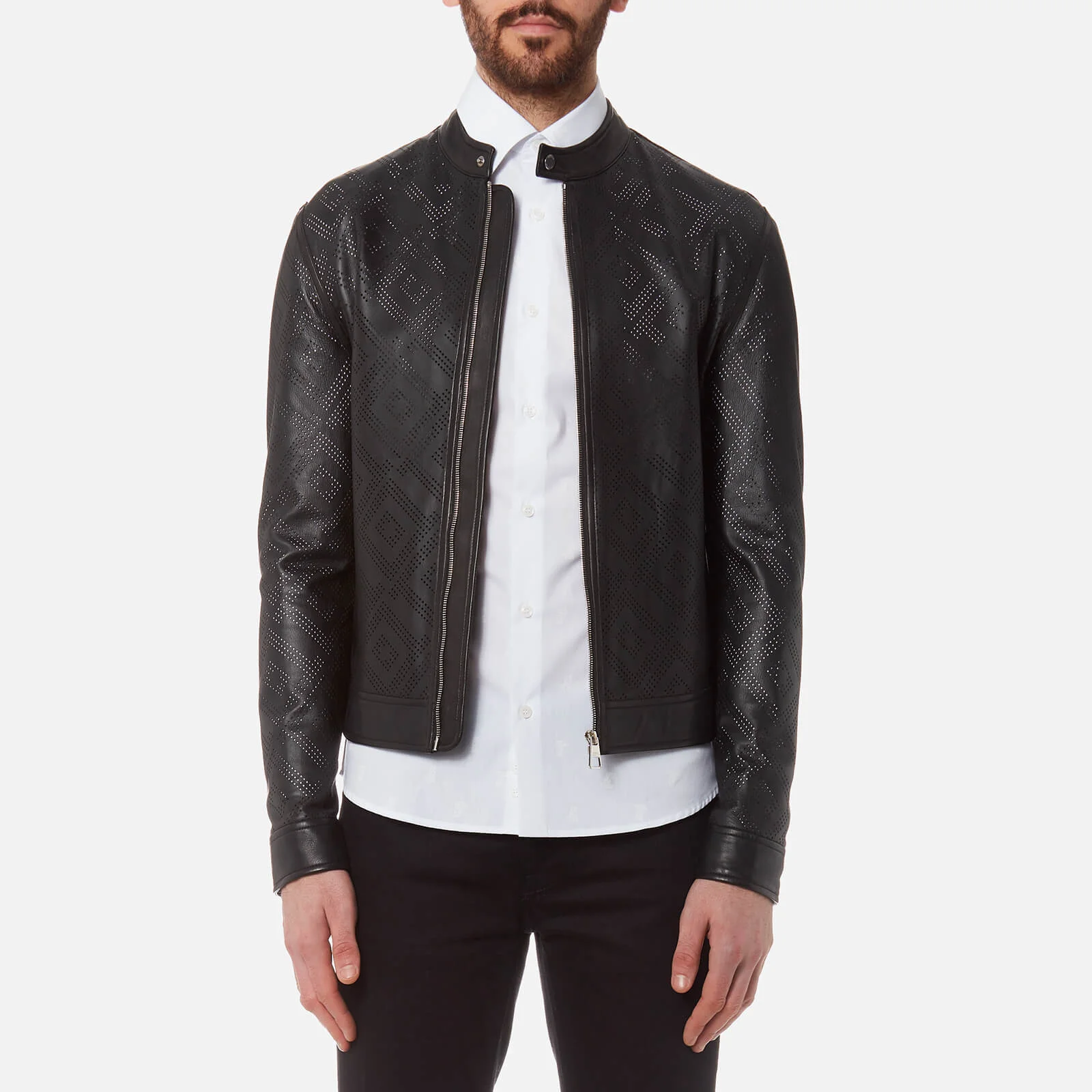 Versace Collection Men's Perforated Leather Jacket - Nero Image 1