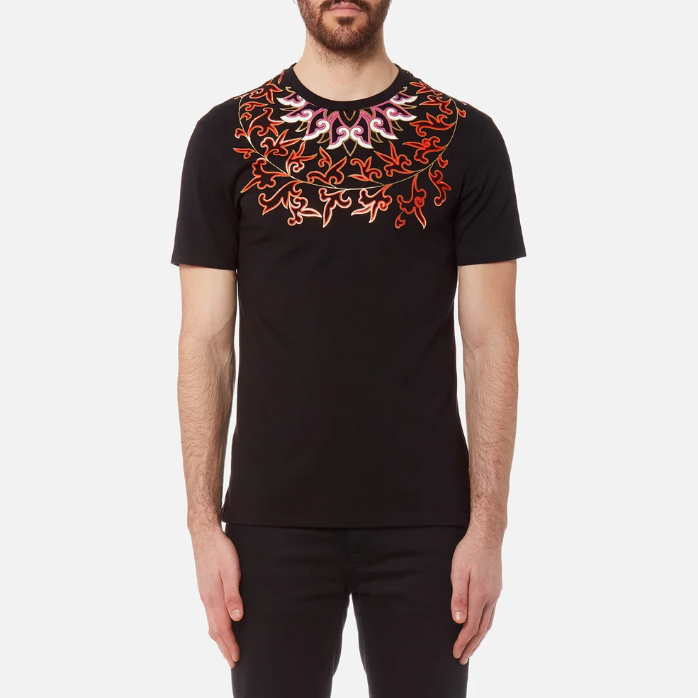 Versace Collection Men's Neck Detail T-Shirt - Nero/Stampa Image 1