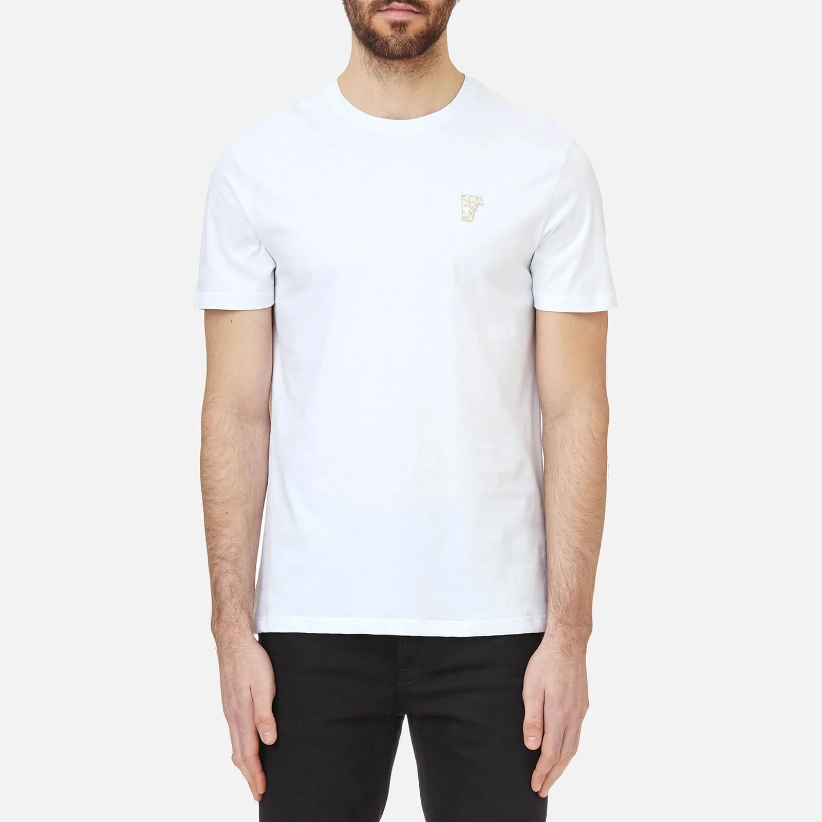 Versace Collection Men's Small Logo T-Shirt - White/Gold Image 1