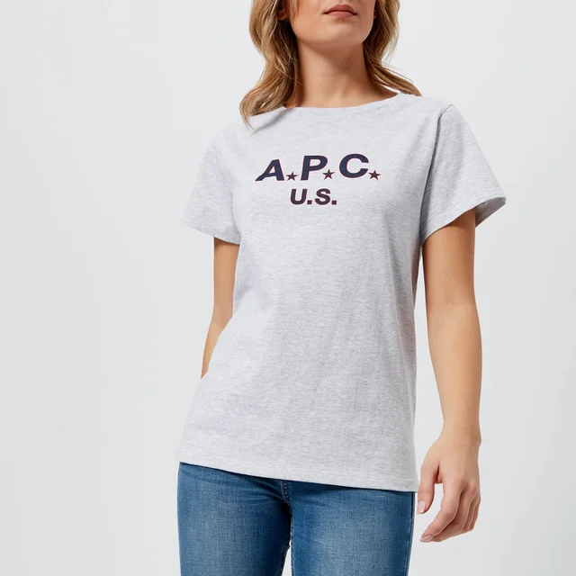 A.P.C. Women's U.S. Flag T-Shirt - Grey