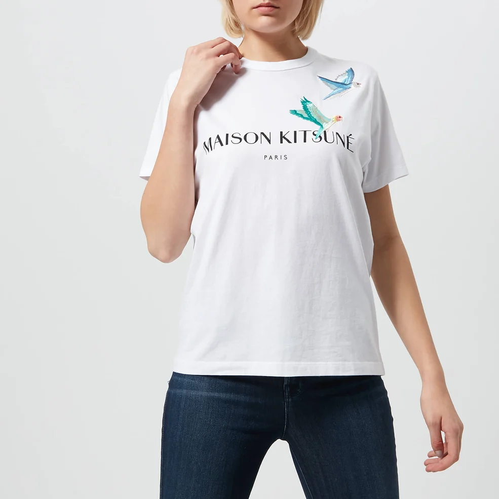 Maison Kitsuné Women's Lovebirds T-Shirt - White Image 1