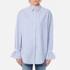 Emporio Armani Women's Ruffle Sleeve Shirt - Blue - Image 1