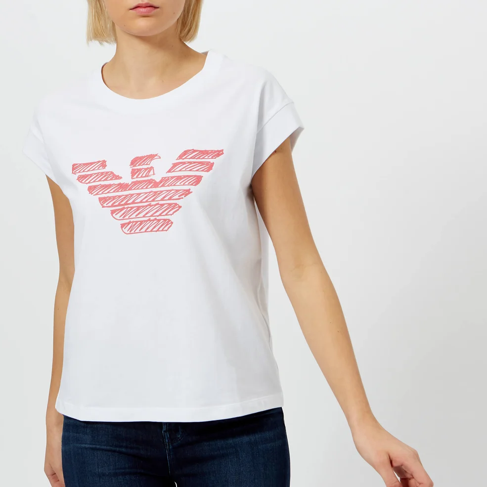 Emporio Armani Women's Large Eagle T-Shirt - White Image 1