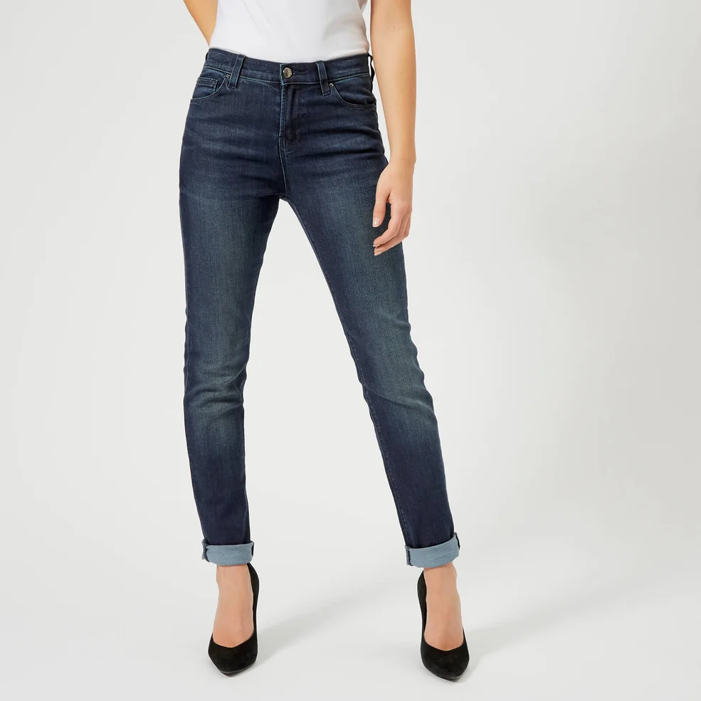 Emporio Armani Women's Dark Straight Leg Jeans - Blue Image 1