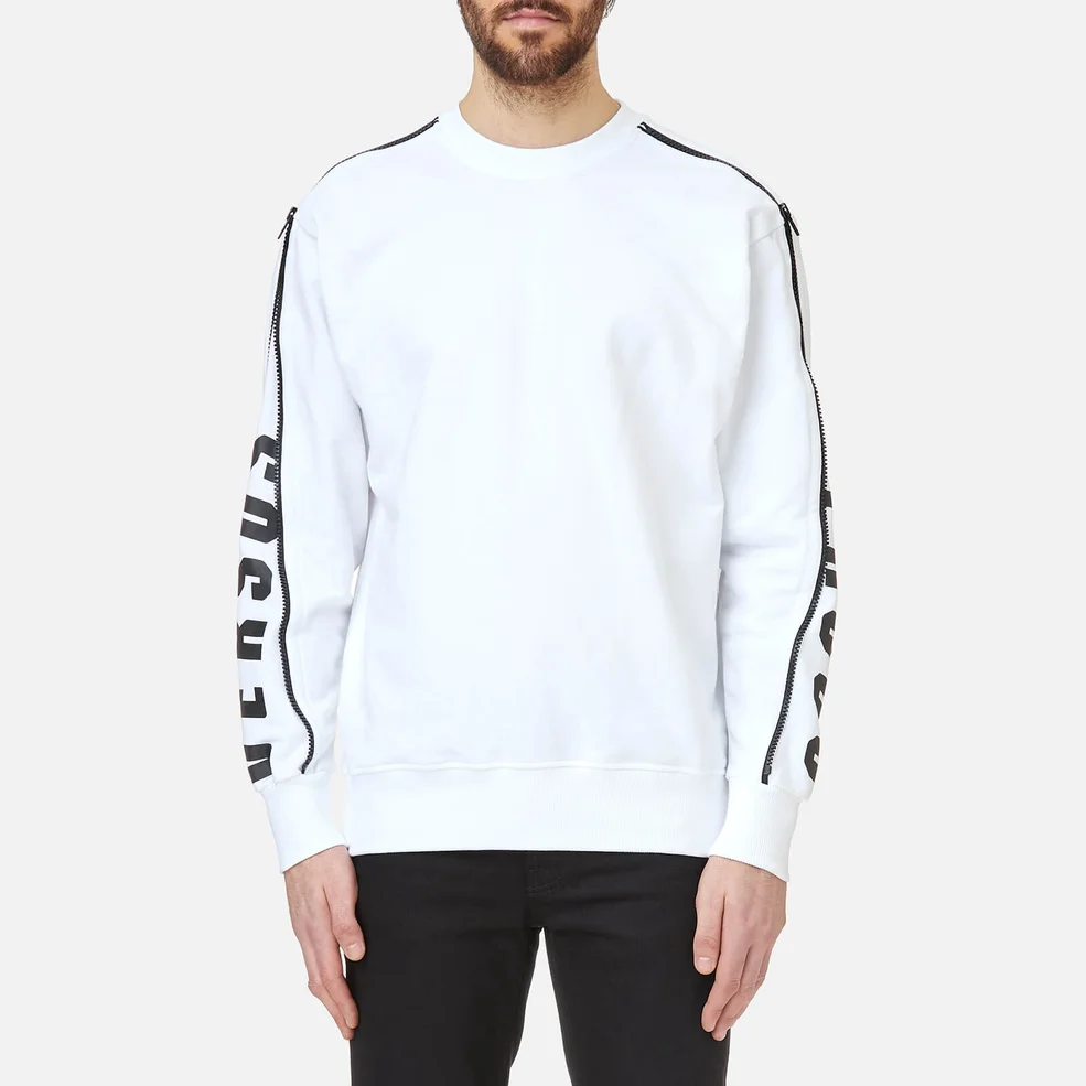 Versus Versace Men's Zipped Sleeve Logo Sweatshirt - White/Stampa Image 1