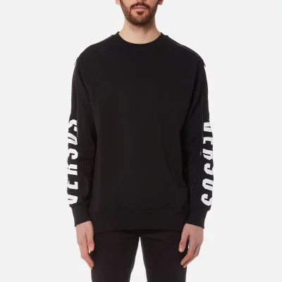 Versus Versace Men's Zipped Sleeve Logo Sweatshirt - Black/Stampa