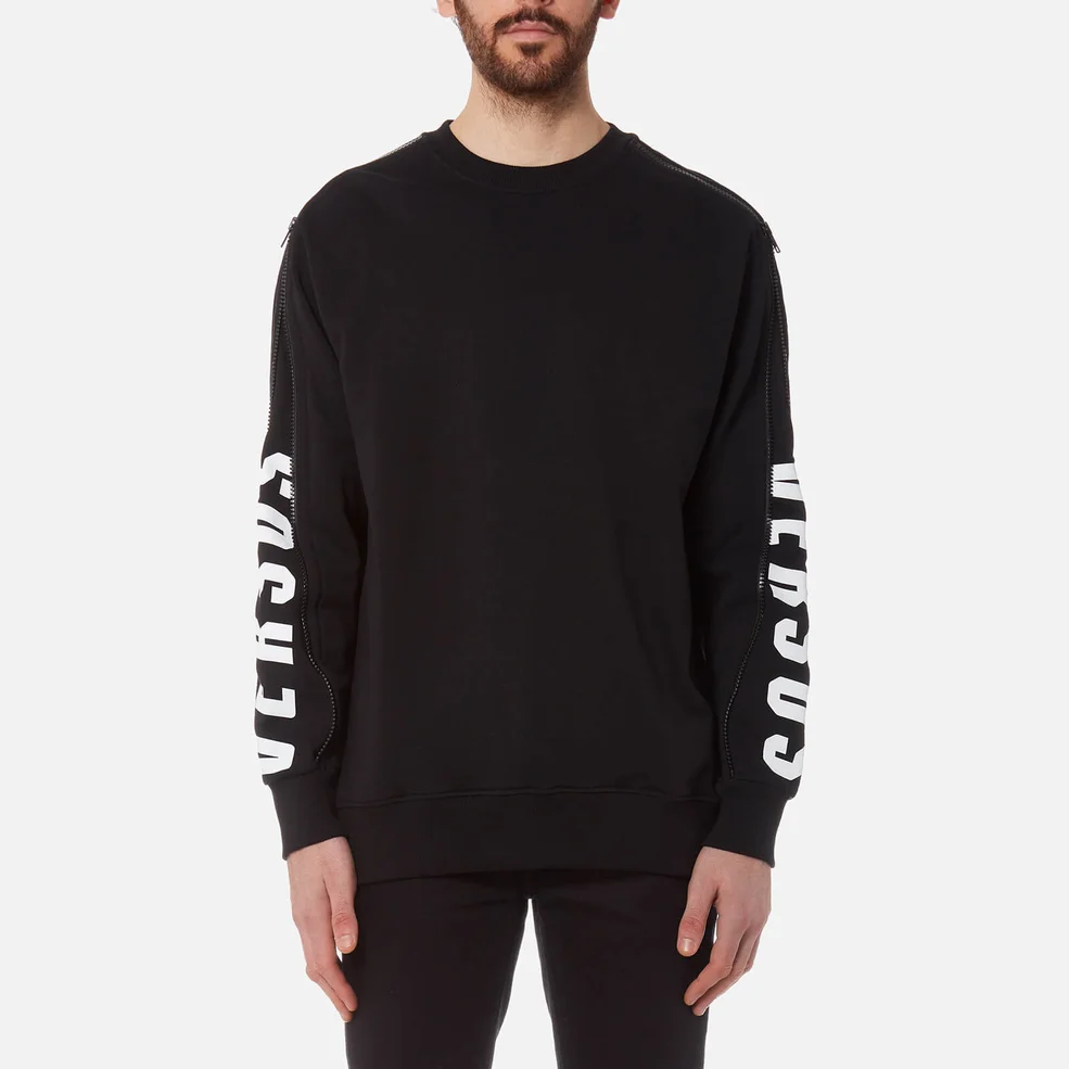 Versus Versace Men's Zipped Sleeve Logo Sweatshirt - Black/Stampa Image 1