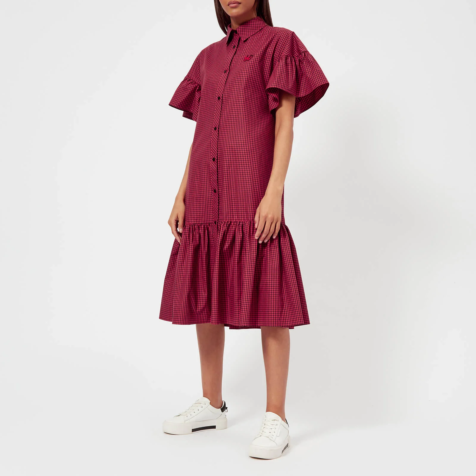 McQ Alexander McQueen Women's Short Bubble Sleeve Shirt Dress - Amp/Red Darkest Image 1