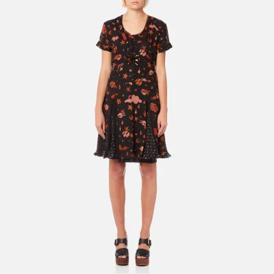 Coach Women's Outerspace Printed Pleated Dress - Black/Brown